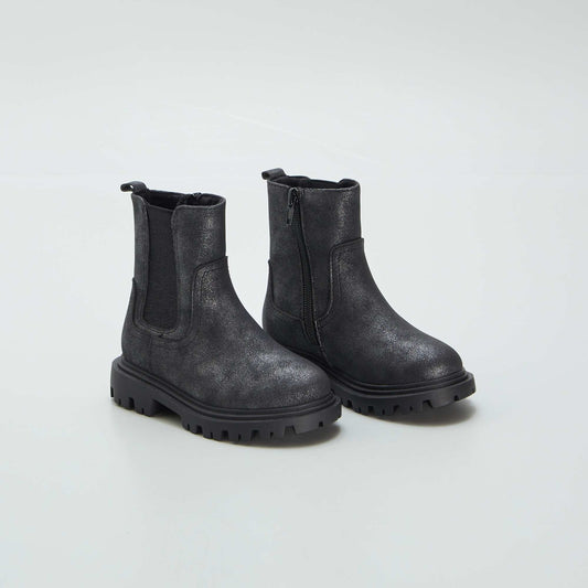 Boots irisés avec semelle crantée noir