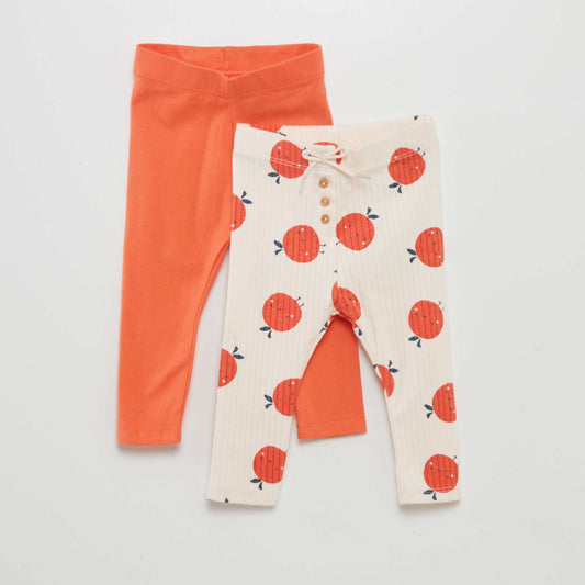 Lot de 2 leggings longs Rose/corail