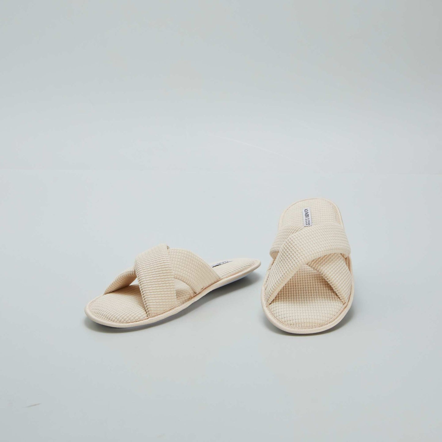 Chaussons mules en gaze de coton Beige