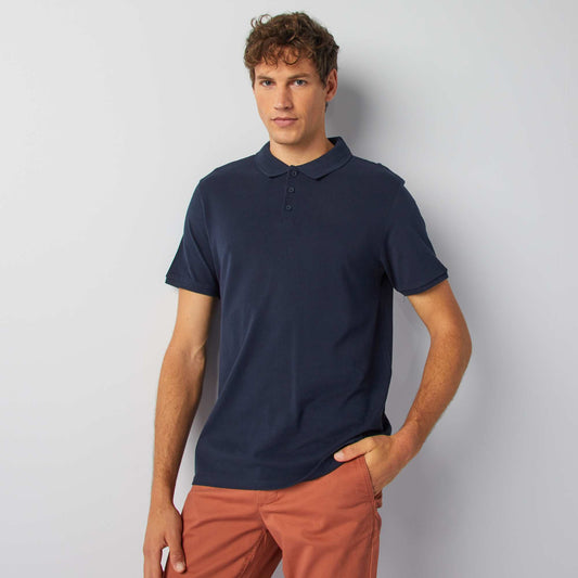 Polo en piqué de coton Marine