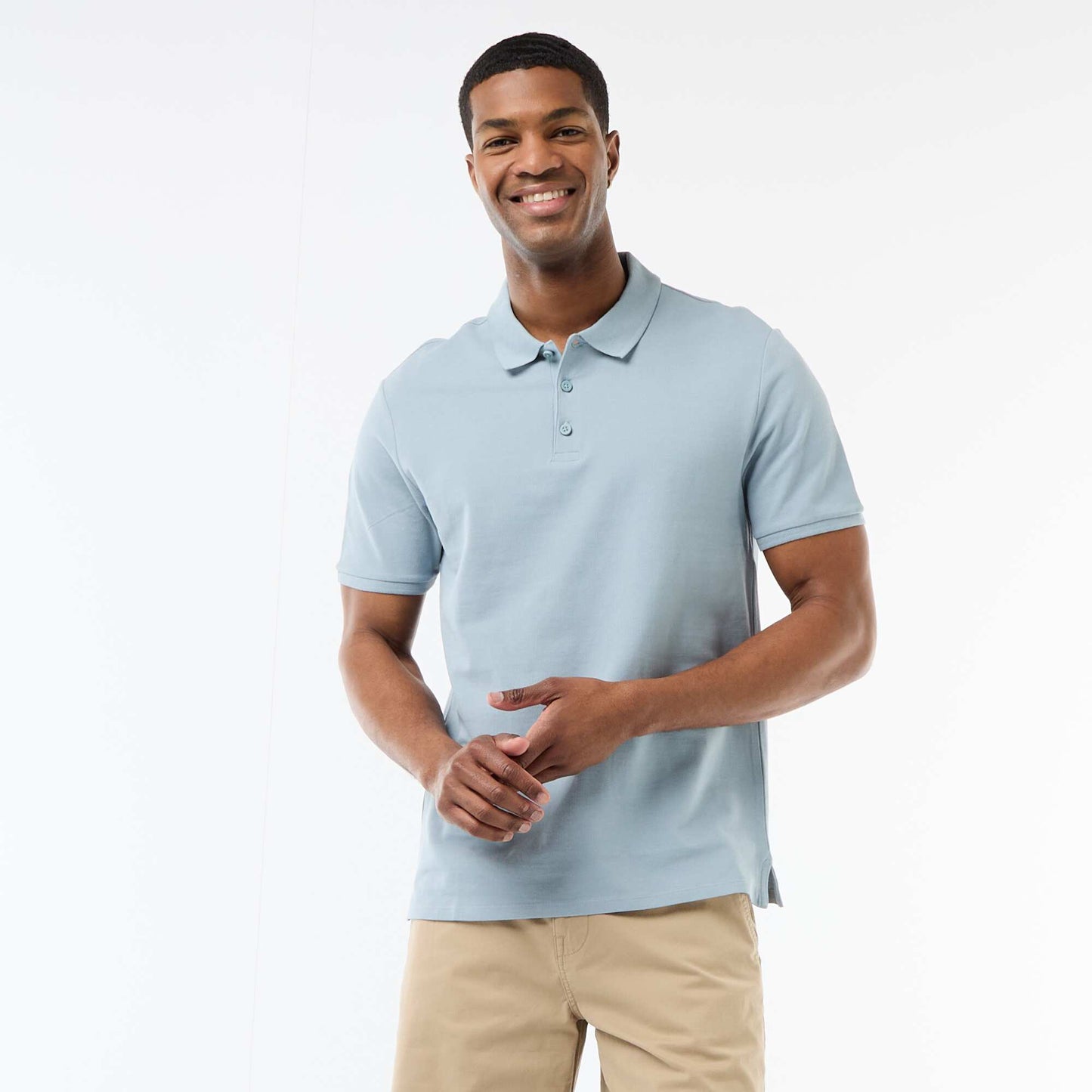 Polo en piqué de coton BLEU
