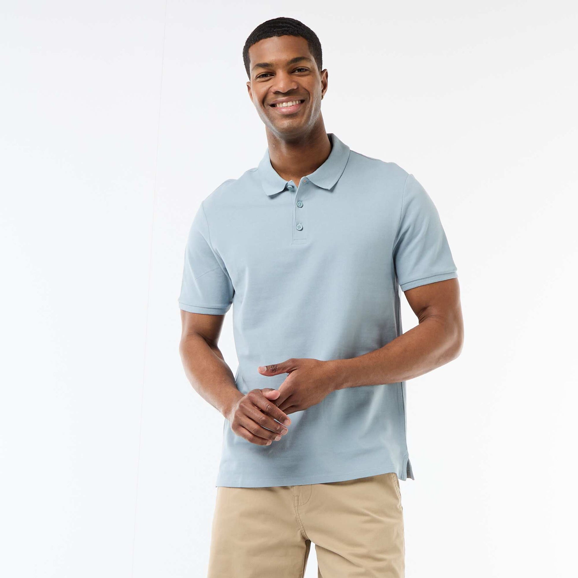 Polo en piqué de coton BLEU
