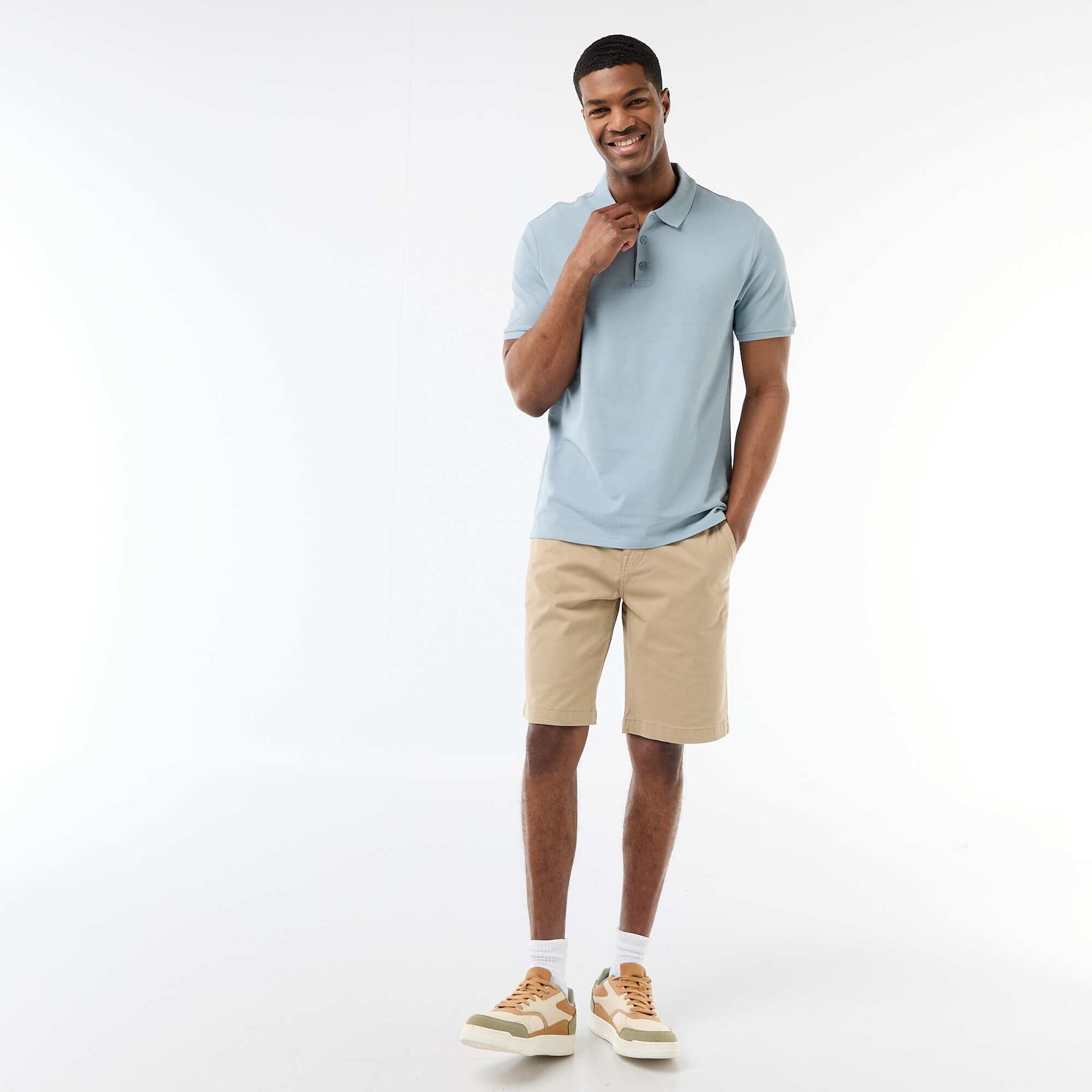 Polo en piqué de coton BLEU