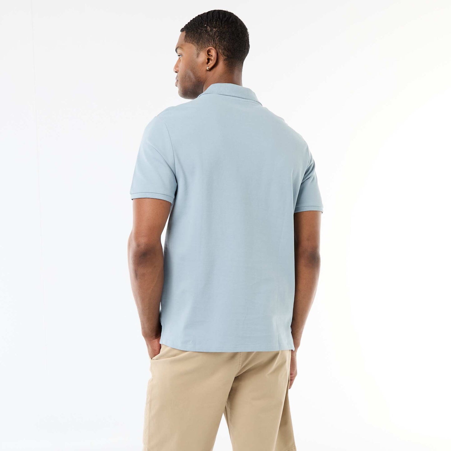 Polo en piqué de coton BLEU