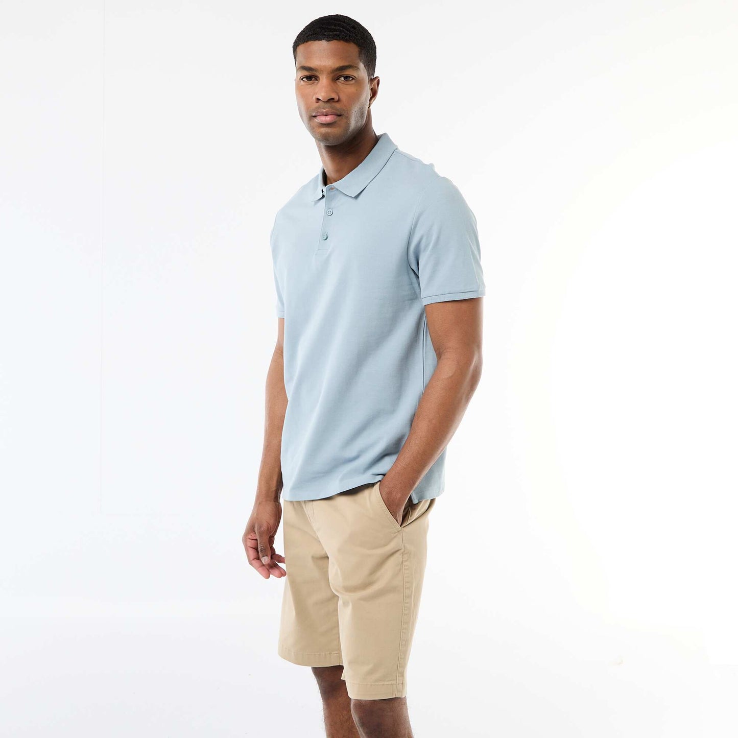 Polo en piqué de coton BLEU