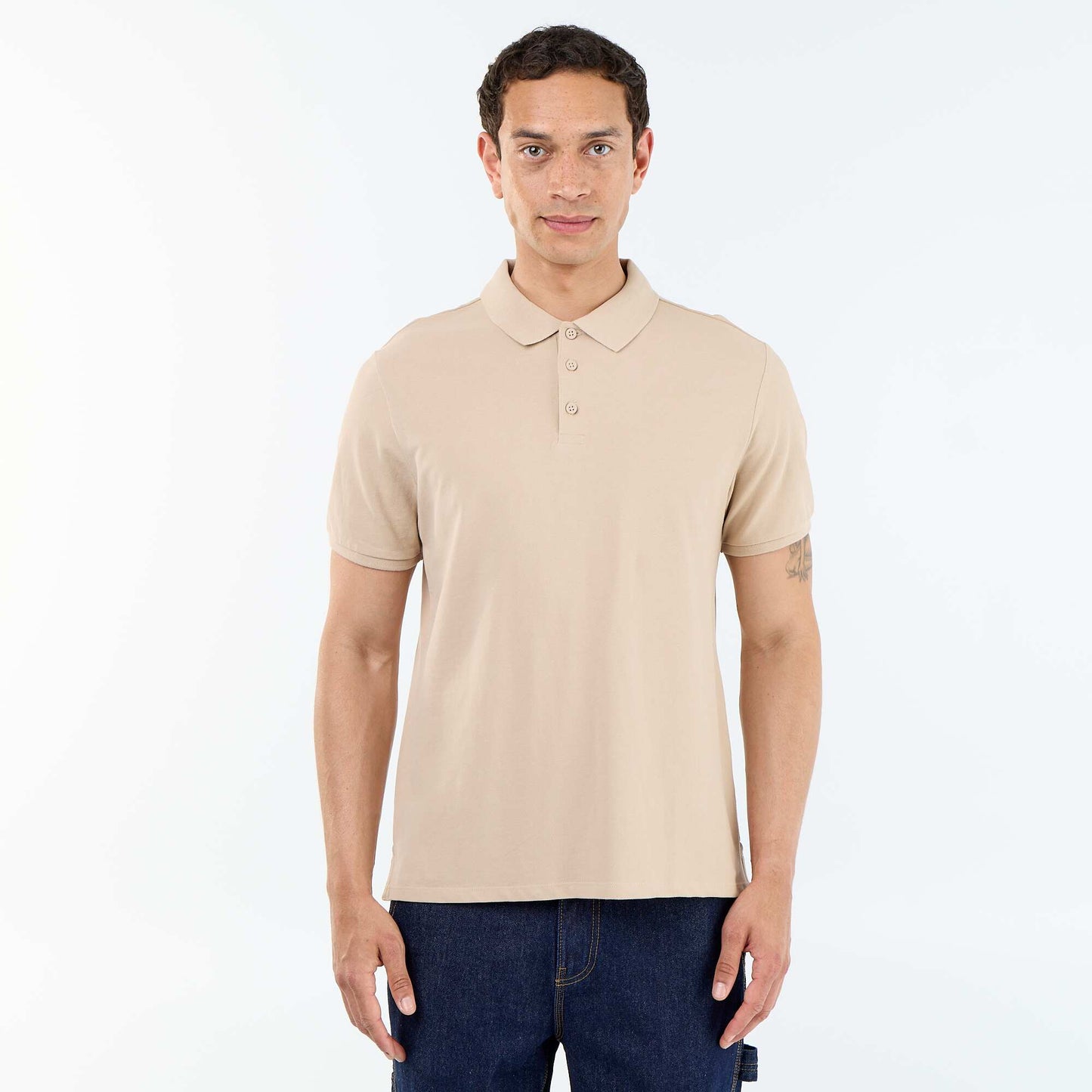 Polo en piqué de coton BEIGE