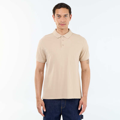 Polo en piqué de coton BEIGE