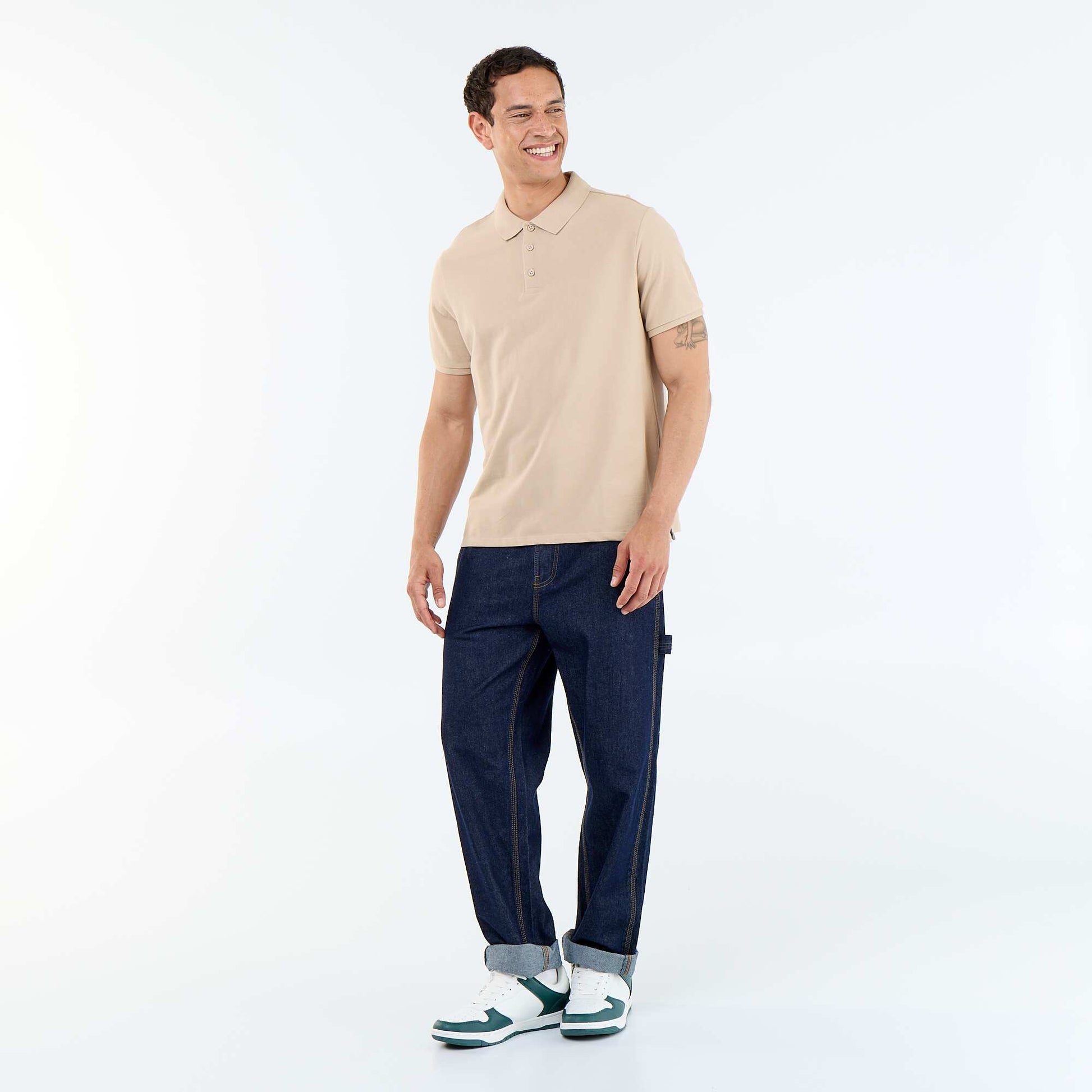 Polo en piqué de coton BEIGE