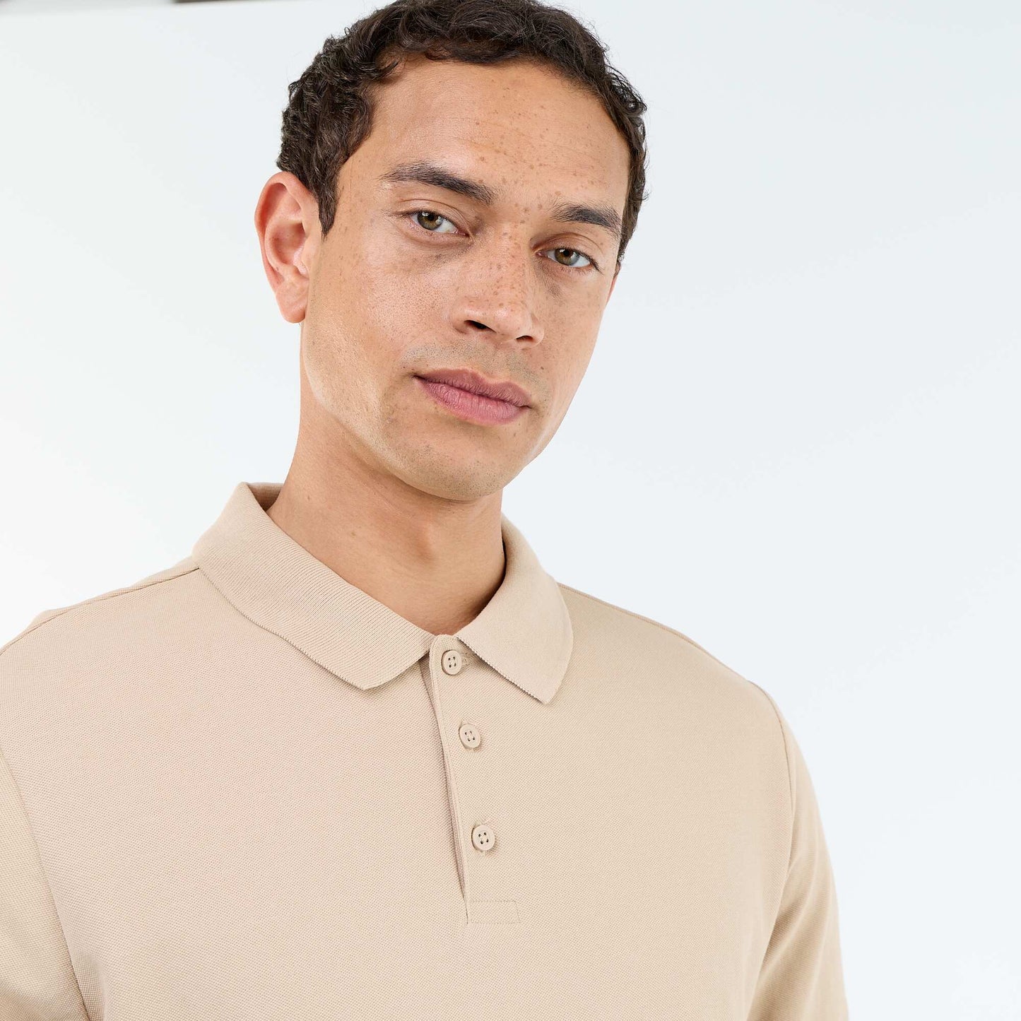 Polo en piqué de coton BEIGE