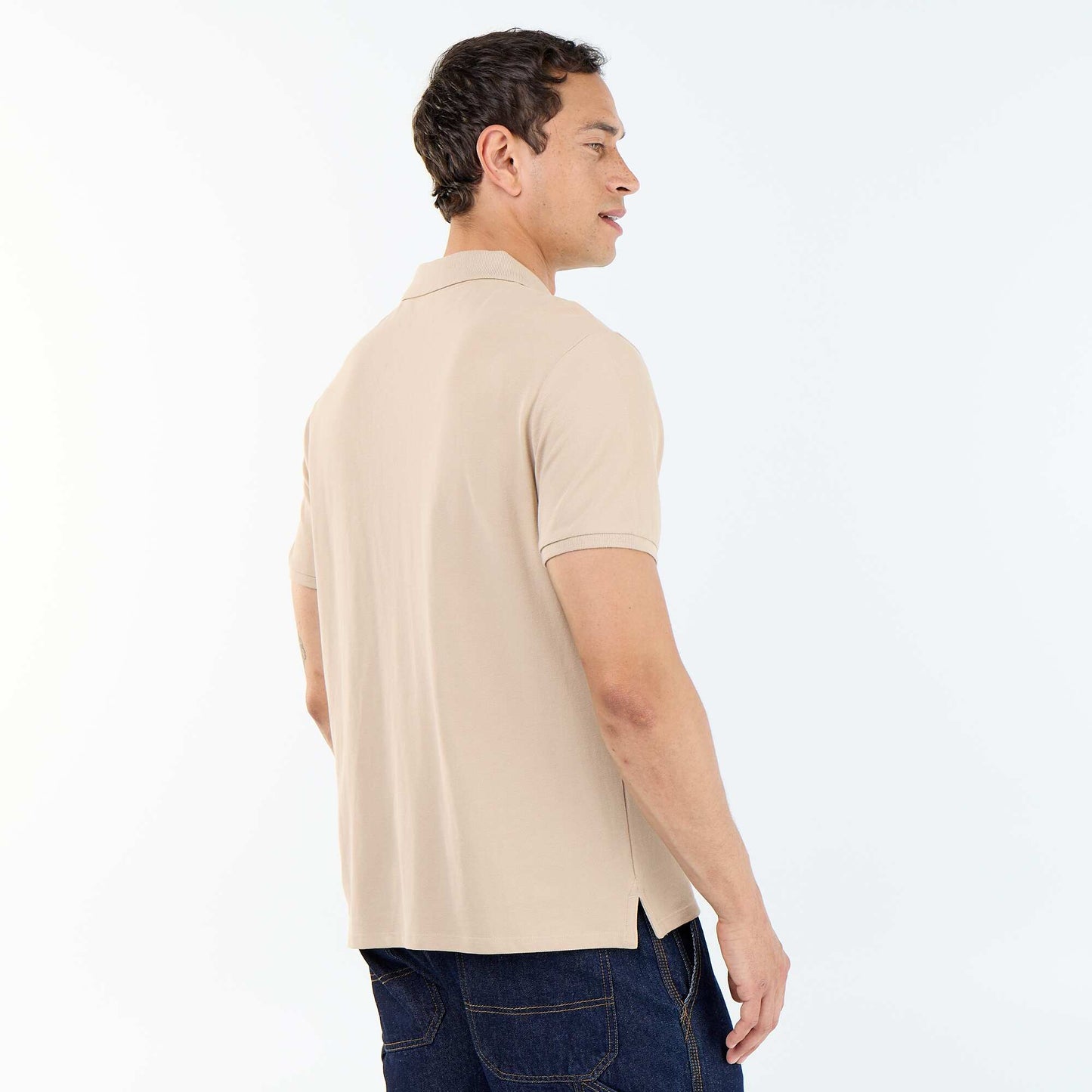Polo en piqué de coton BEIGE