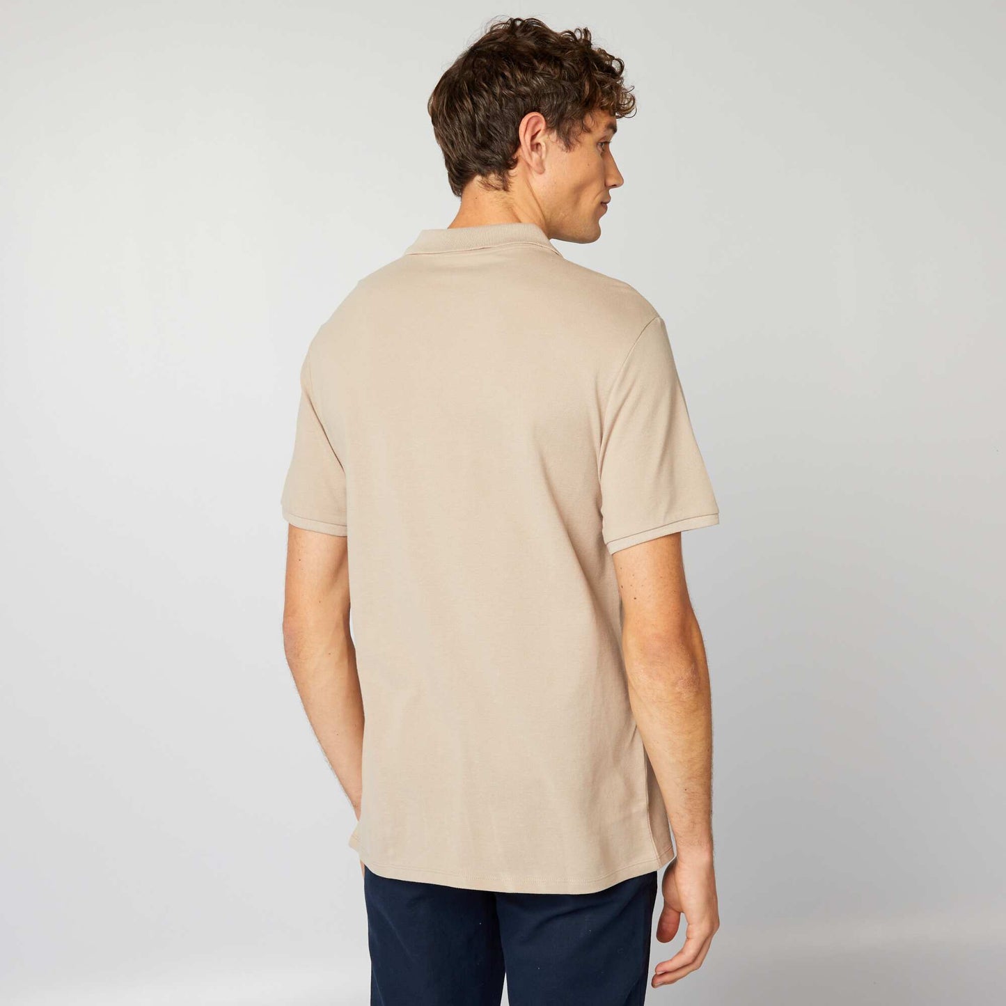 Polo en piqué de coton beige