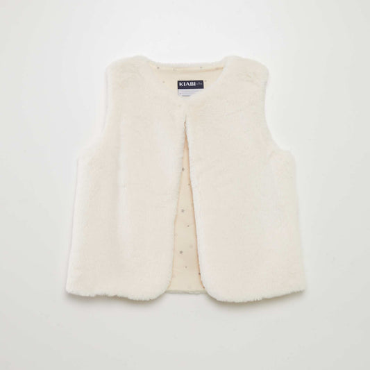 Gilet en fausse fourrure sans manches BLANC