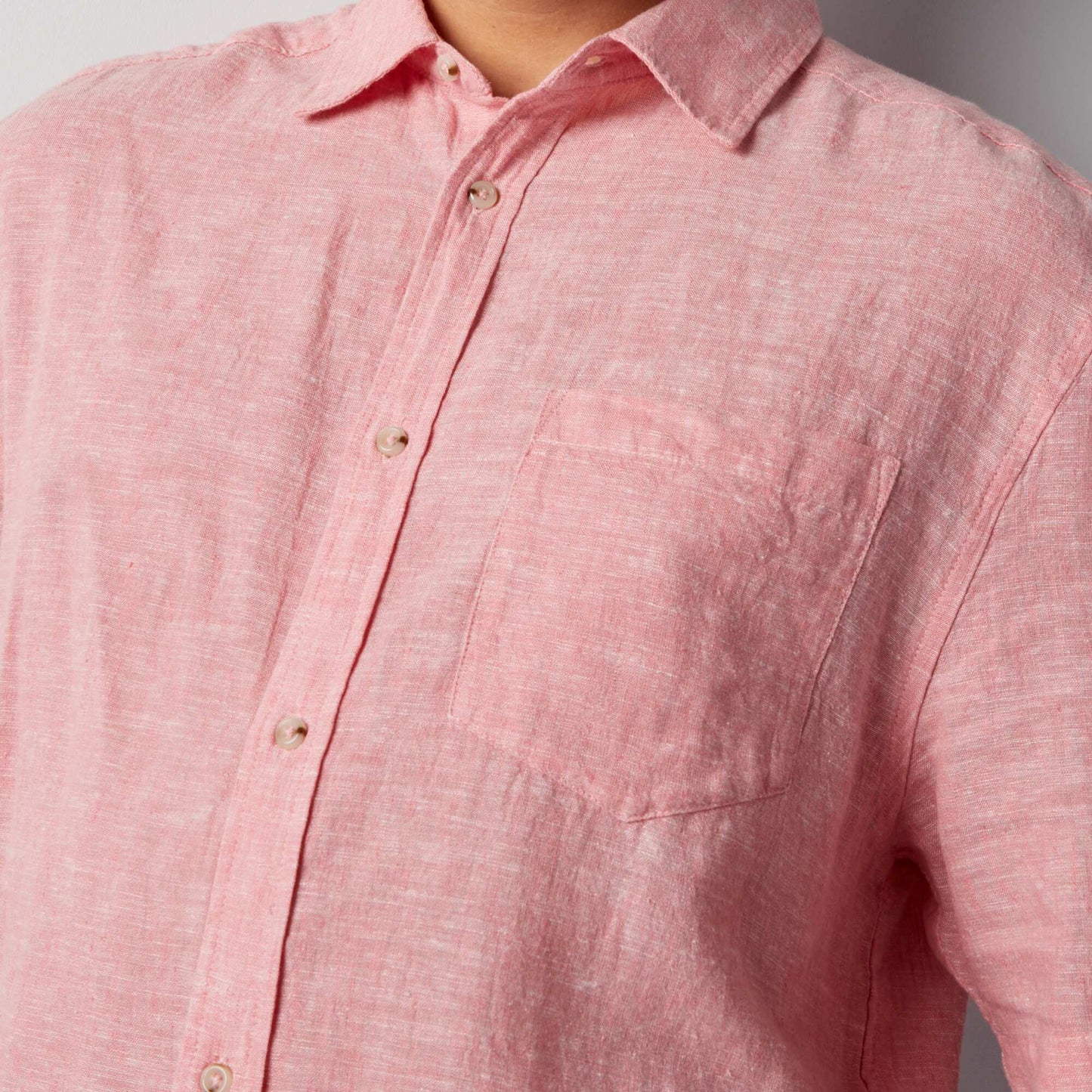 Chemise en lin mélangé rose