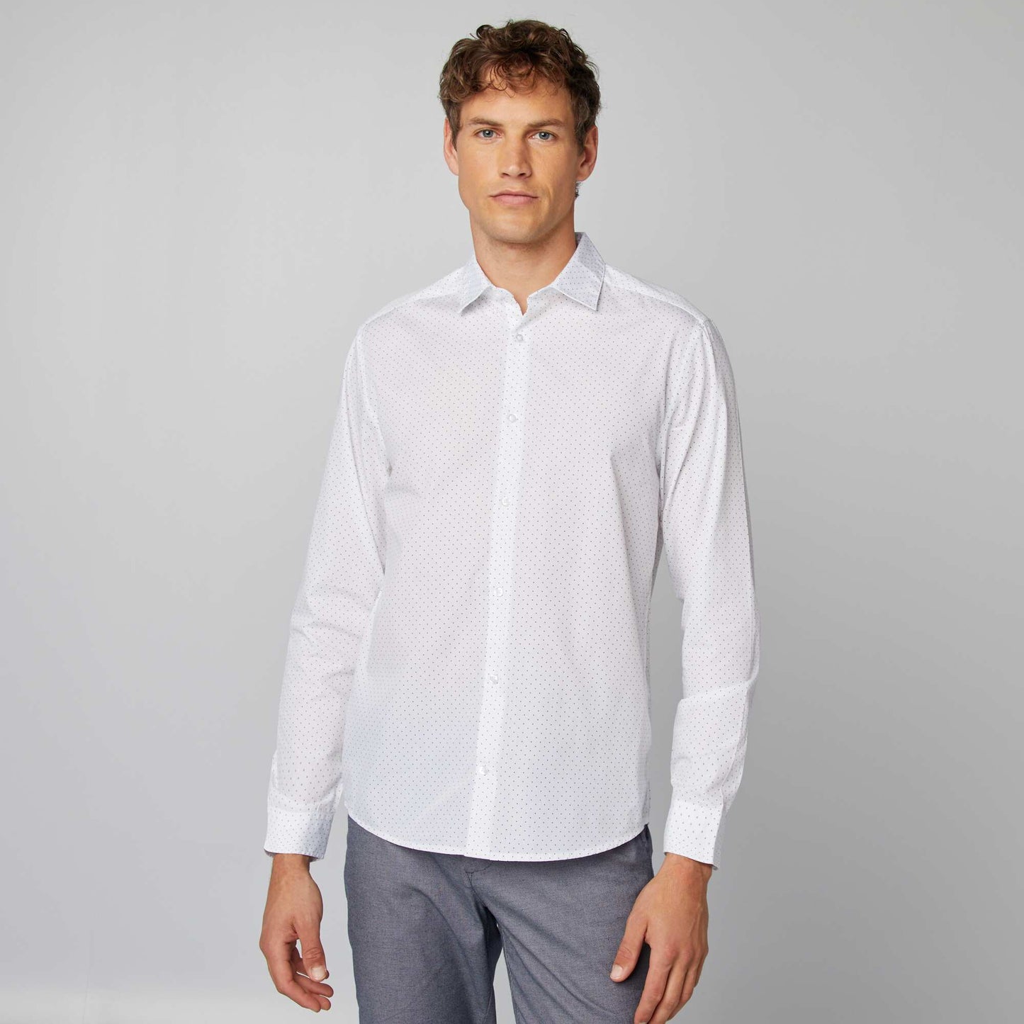 Chemise régular à pois Blanc