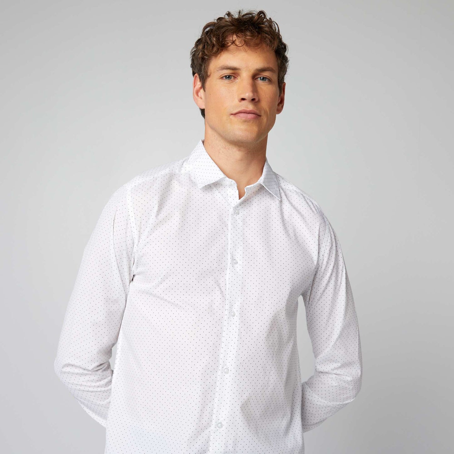 Chemise régular à pois Blanc