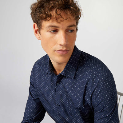 Chemise régular à pois Bleu