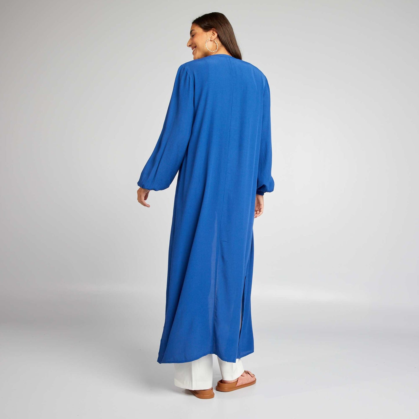 Kimono long ouvert imprimé Bleu