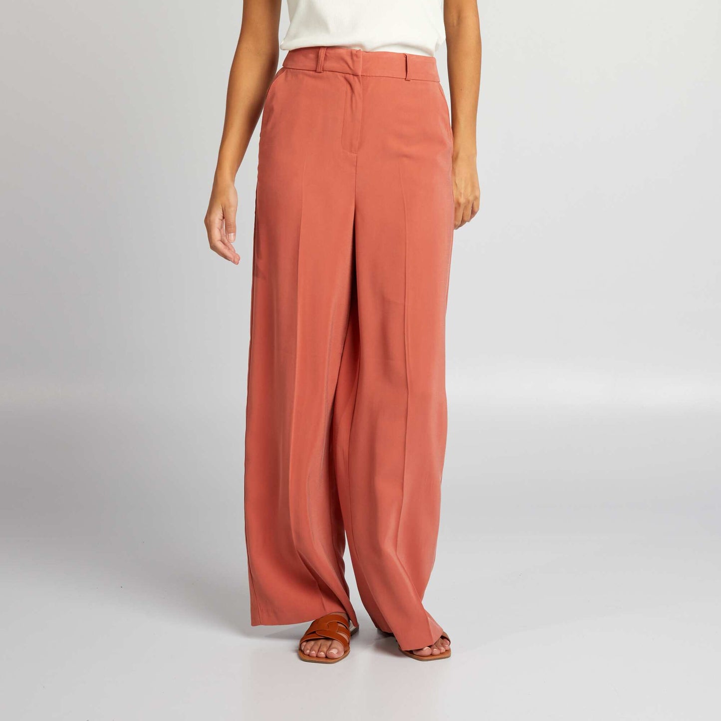 Pantalon cigarette large Orange terre