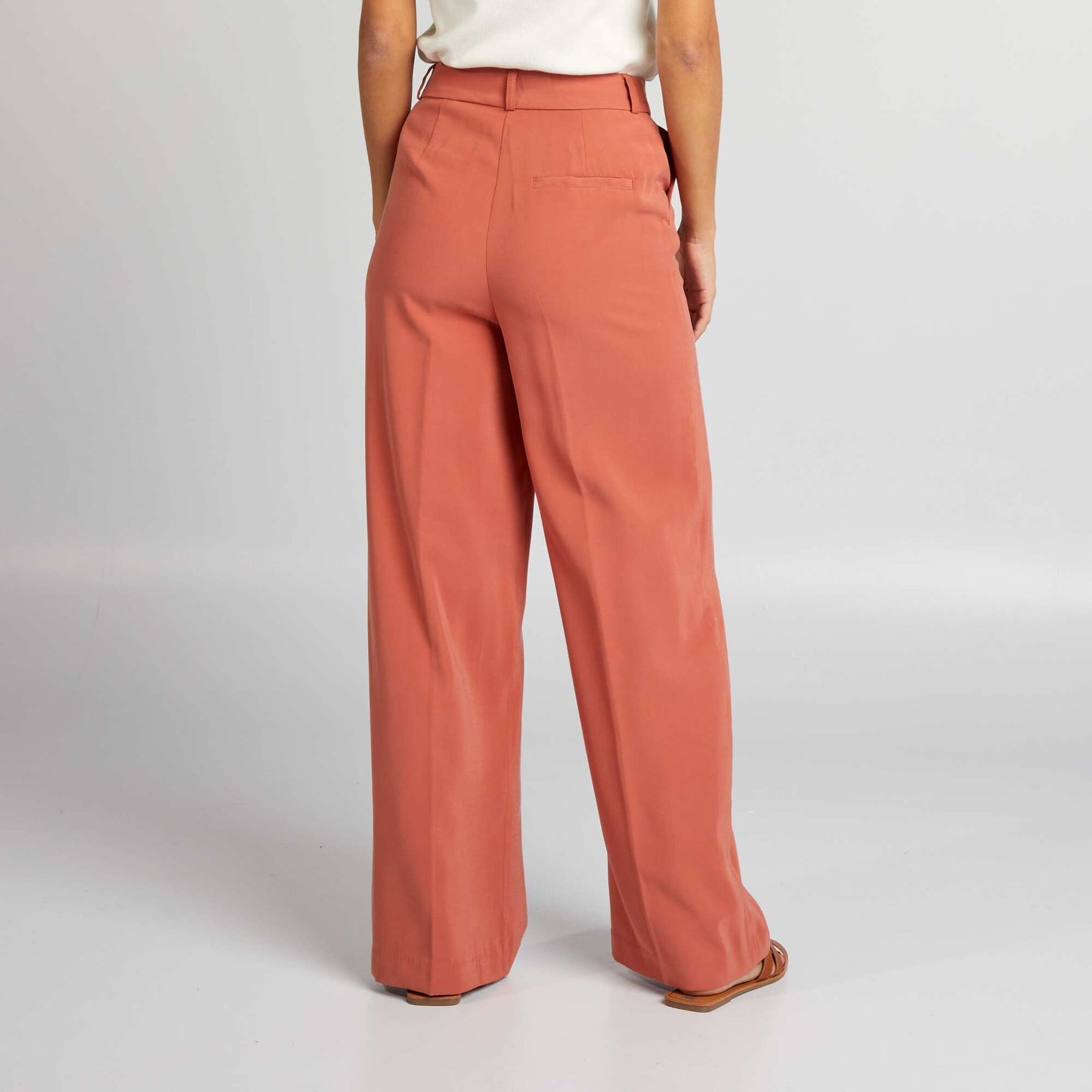 Pantalon cigarette large Orange terre