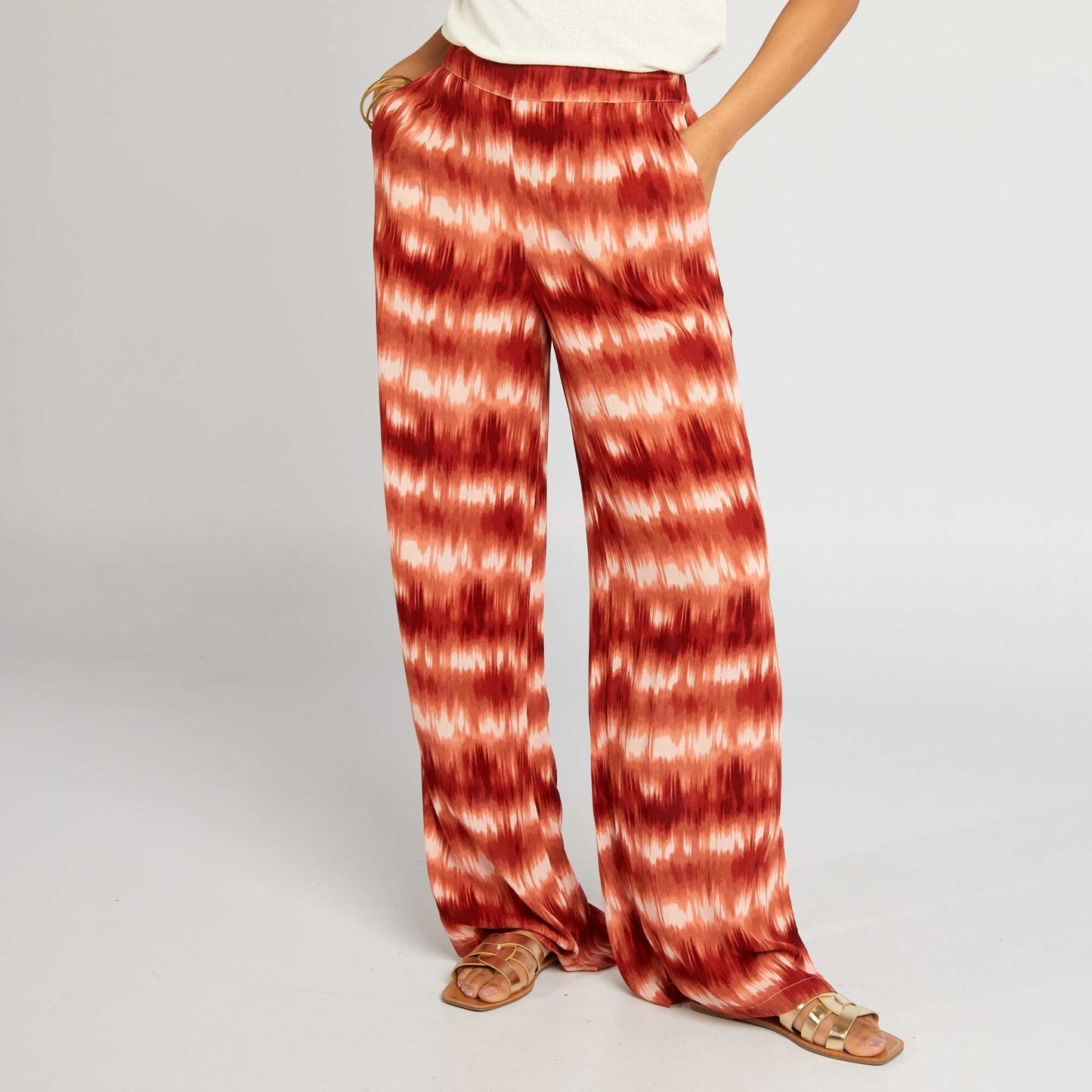 Pantalon large en maille crêpe Orange