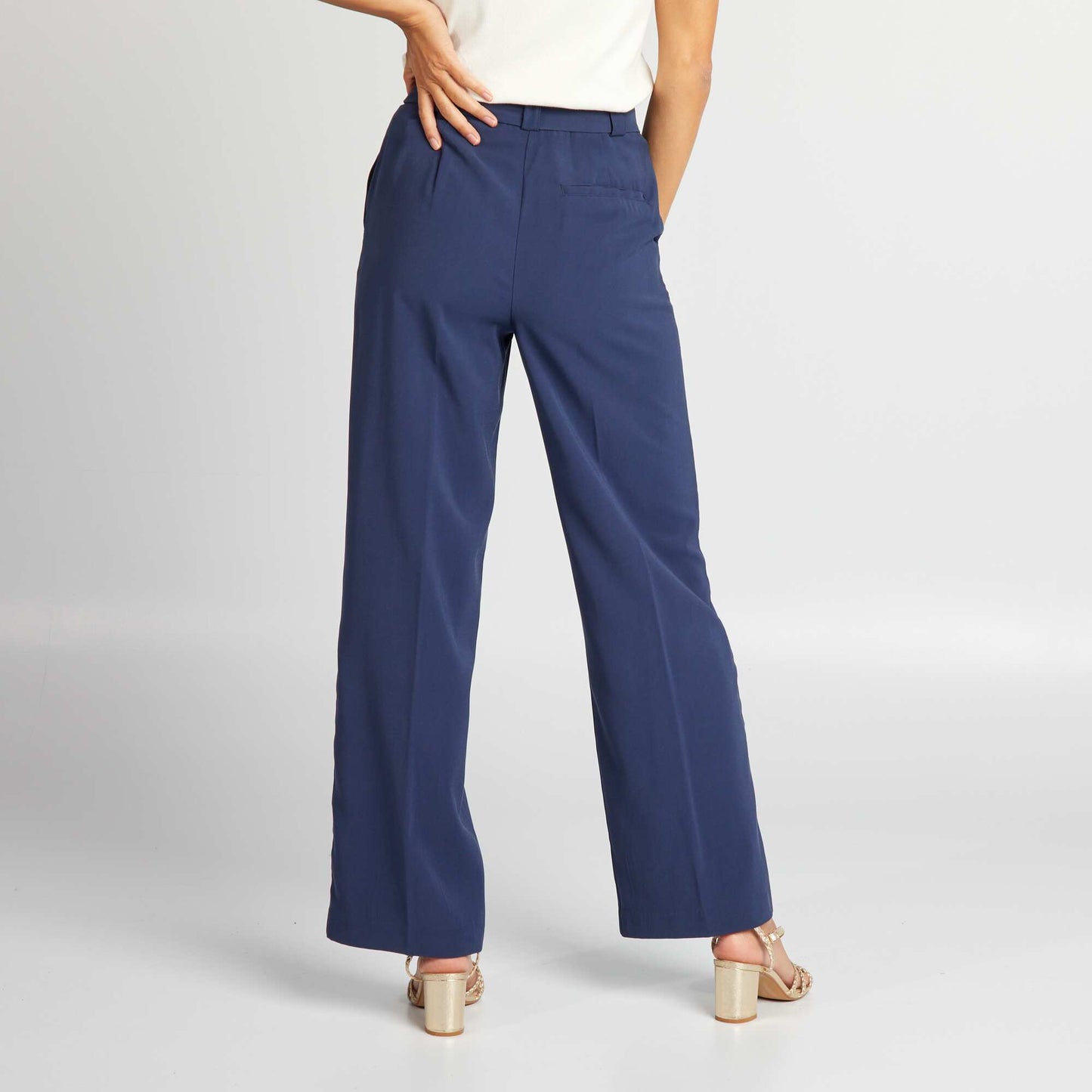 Pantalon cigarette large Bleu marine