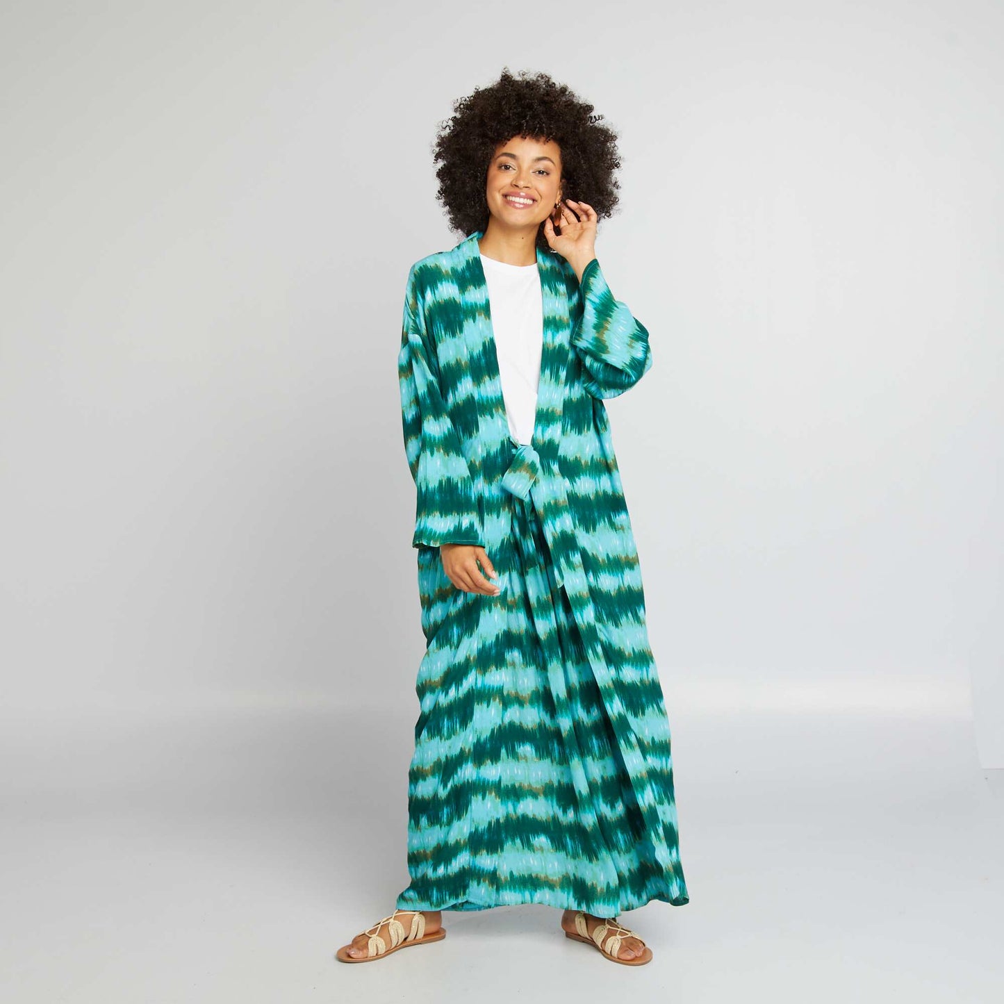 Kimono fluide imprimé Vert