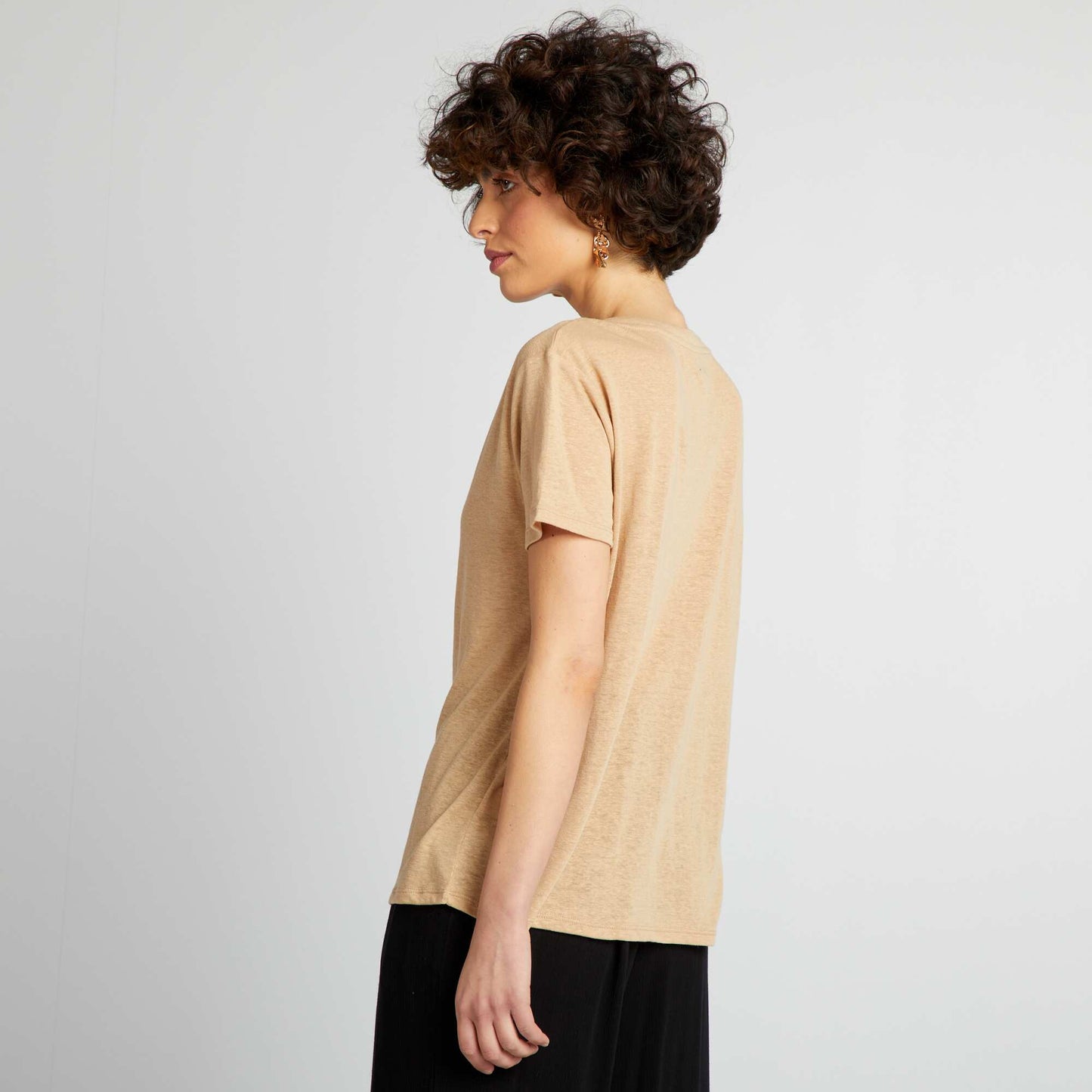 T-shirt basique manches courtes Beige