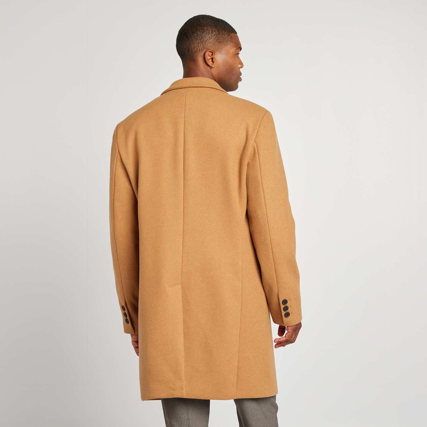 Manteau long en laine mélangé Camel