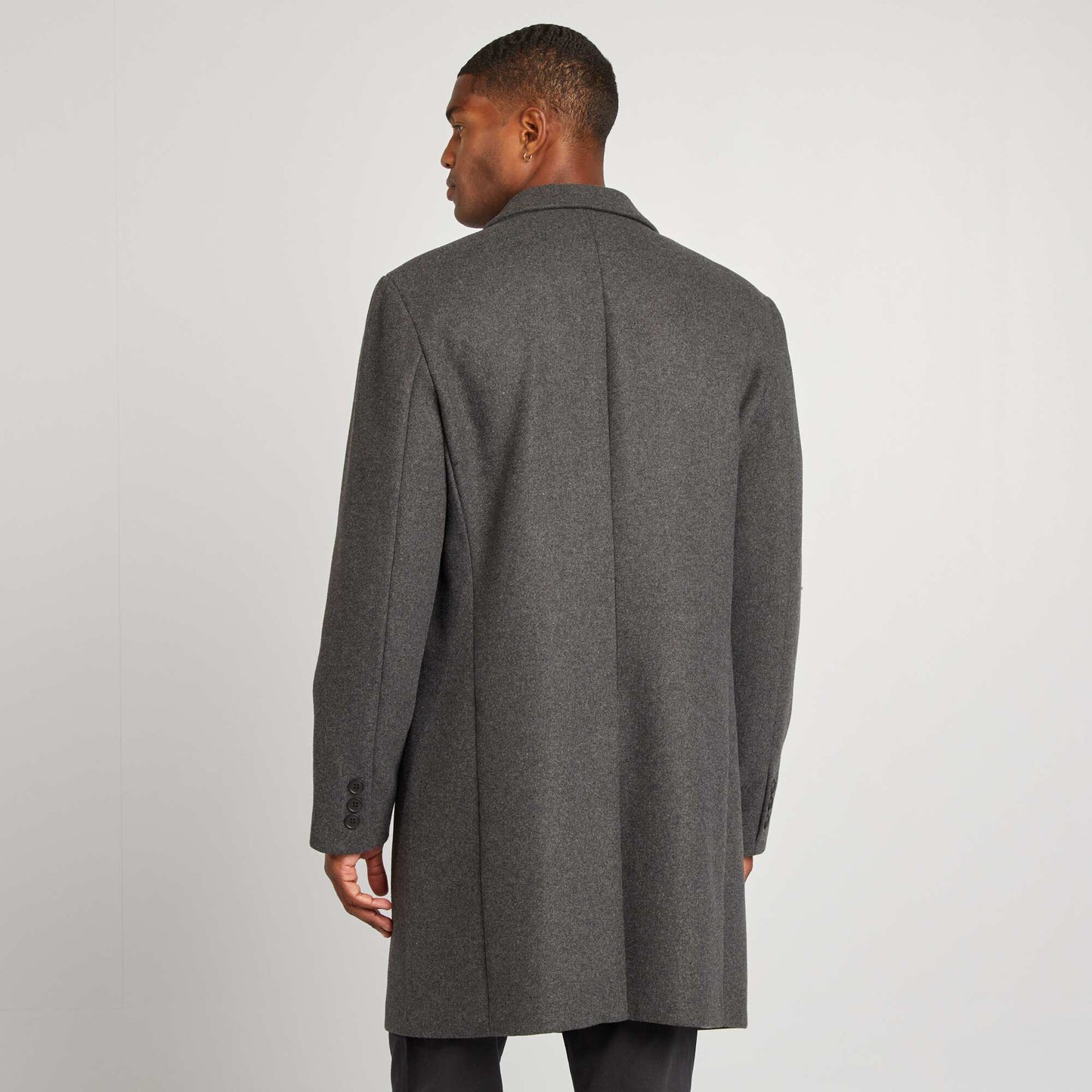 Manteau long en laine mélangé Gris