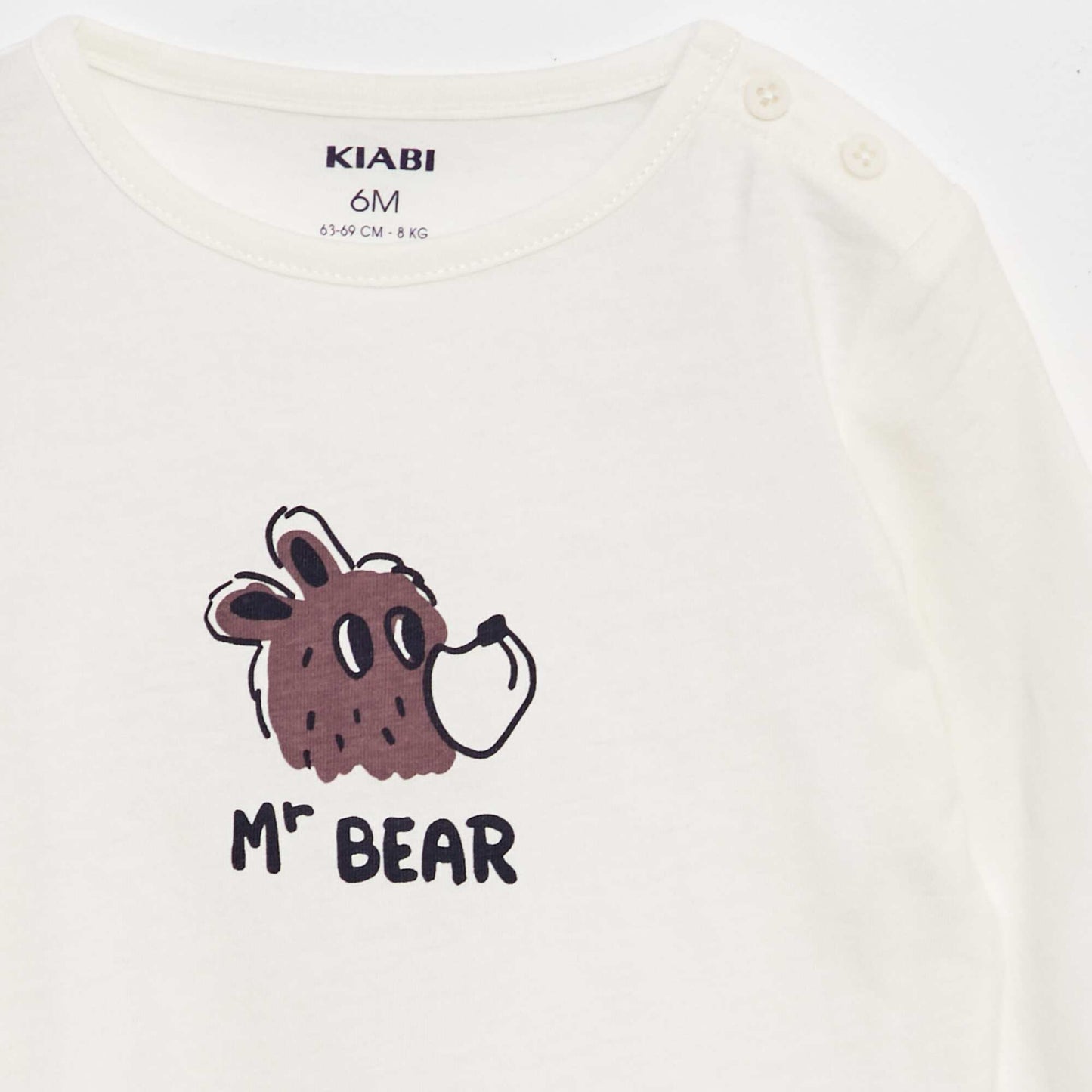 T-shirt manches longues à imprimé placé Blanc bear