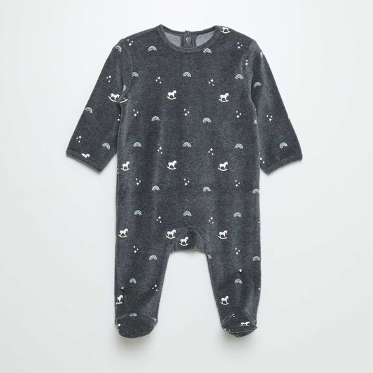 Pyjama en velours Gris 'arc-en-ciel'