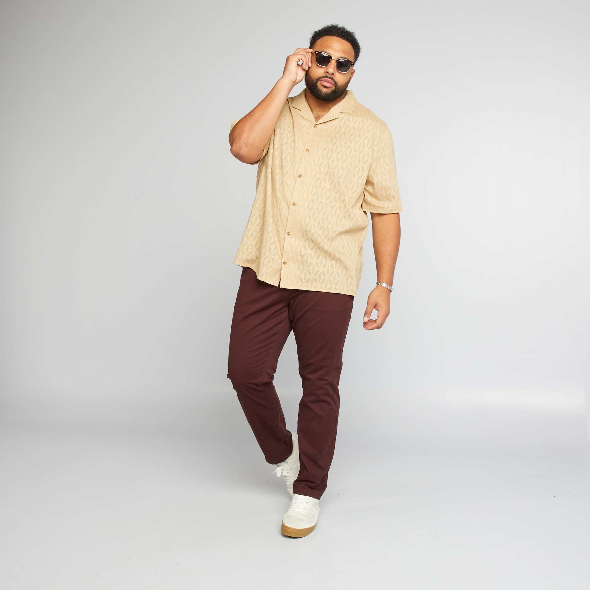 Chemise à motifs en relief Beige