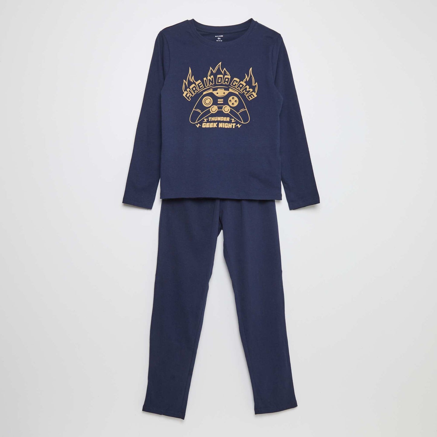 Pyjama long en jersey avec imprimé - 2 pièces Bleu marine foncé