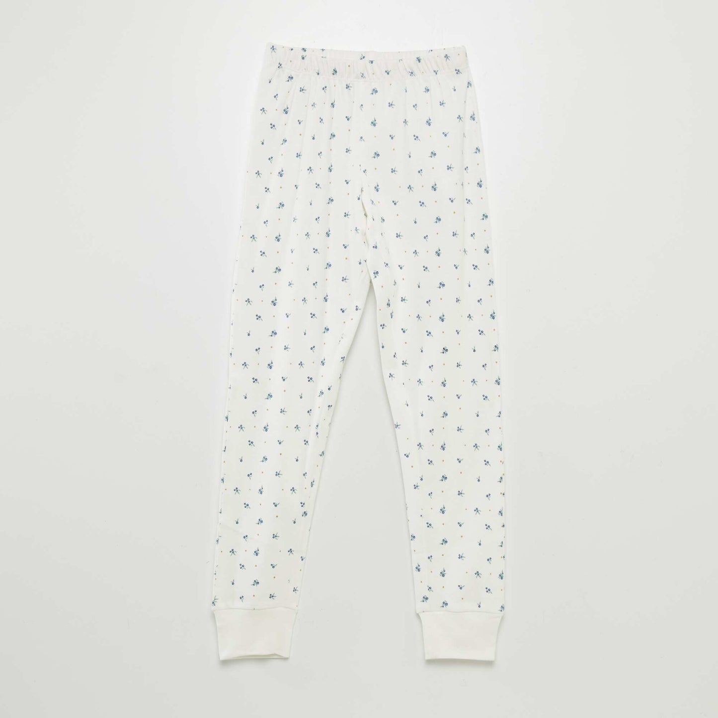 Ensemble pyjama long t-shirt + pantalon - 2 pièces Blanc fleurs