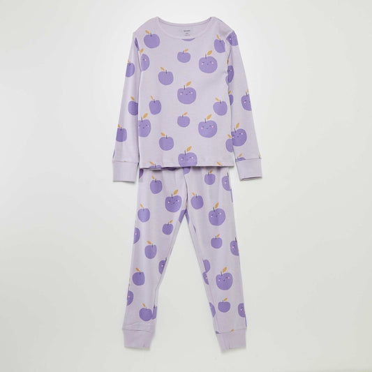 Ensemble pyjama long t-shirt + pantalon - 2 pièces Violet