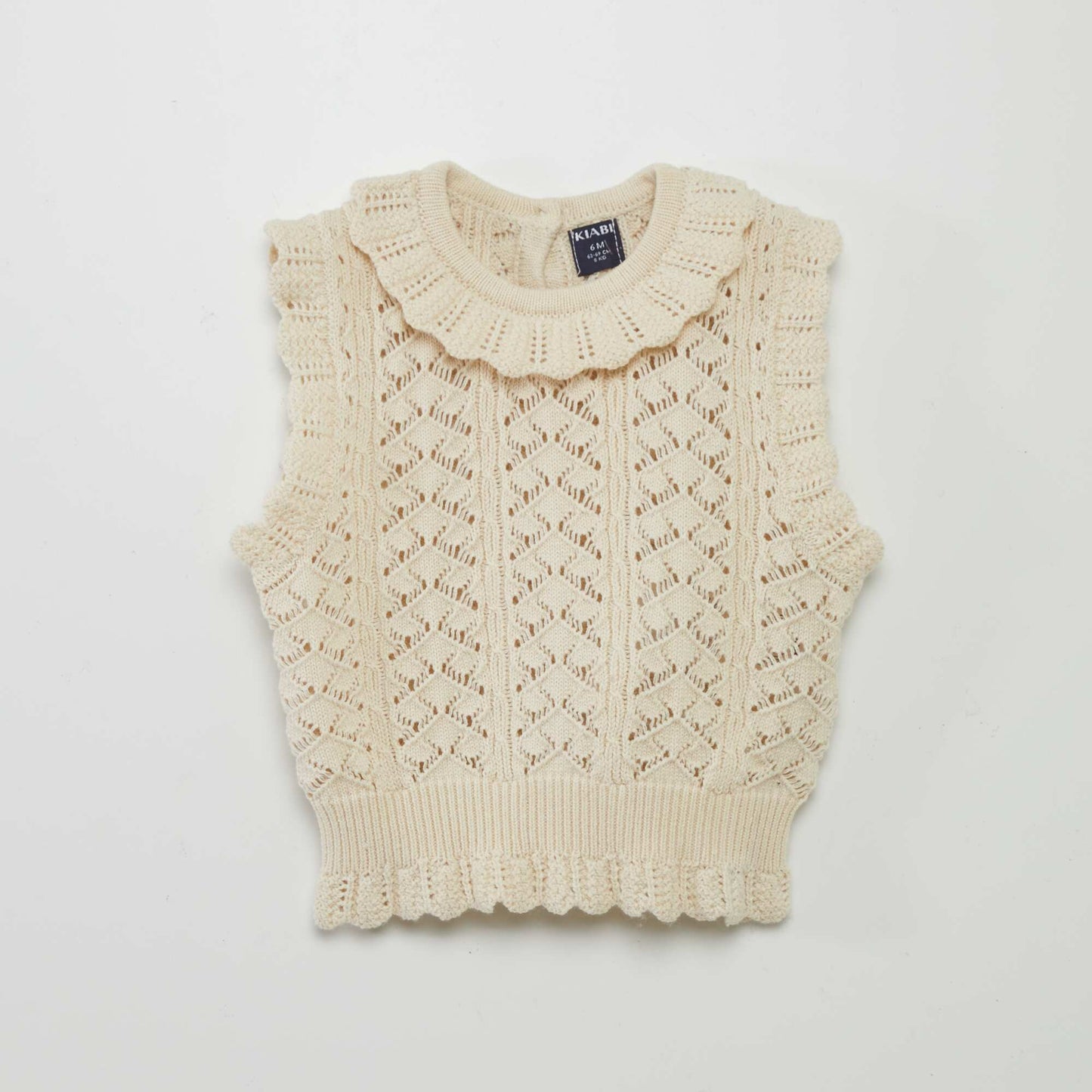 Pull sans manches en tricot Blanc