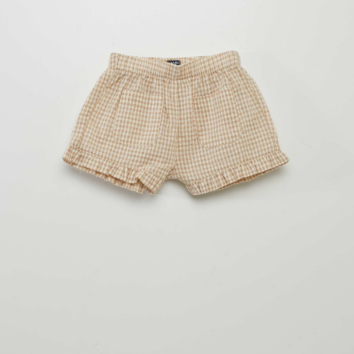 Short à carreaux style vichy Beige