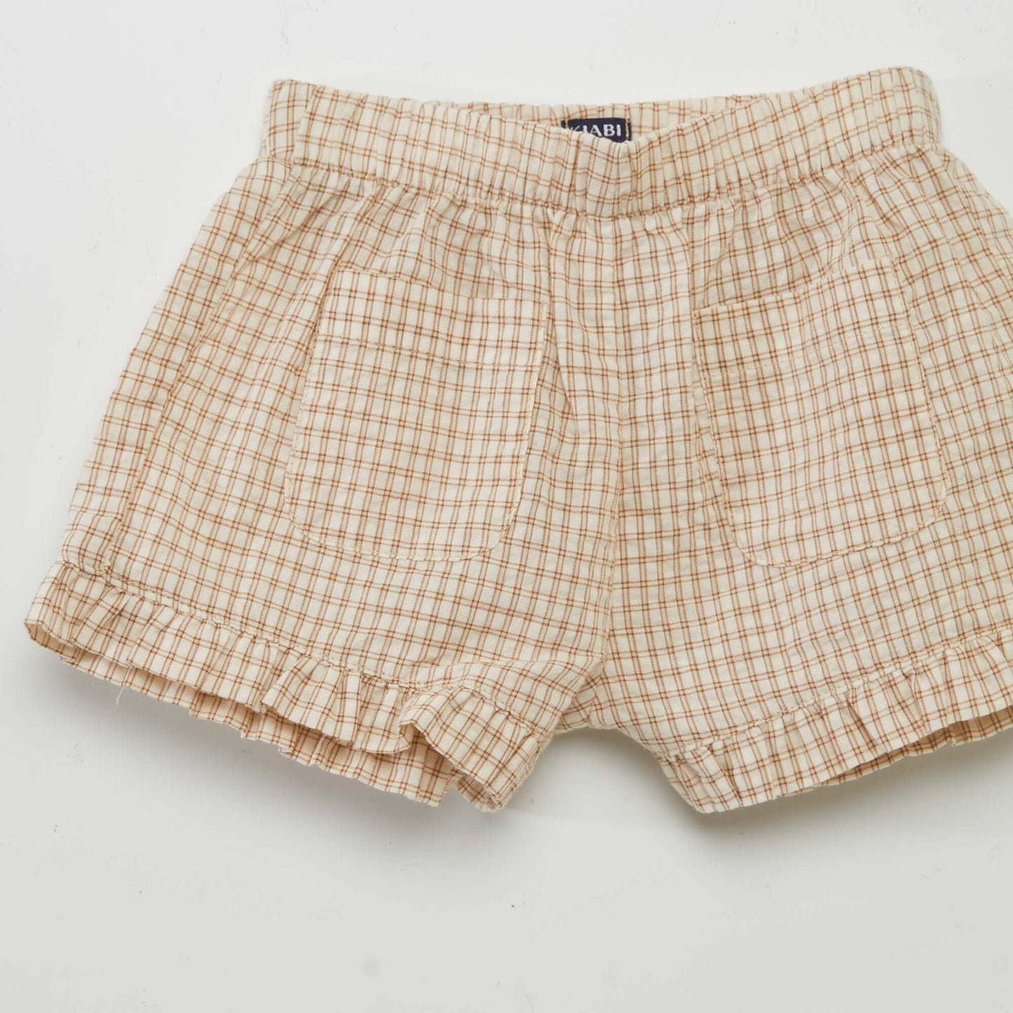 Short à carreaux style vichy Beige