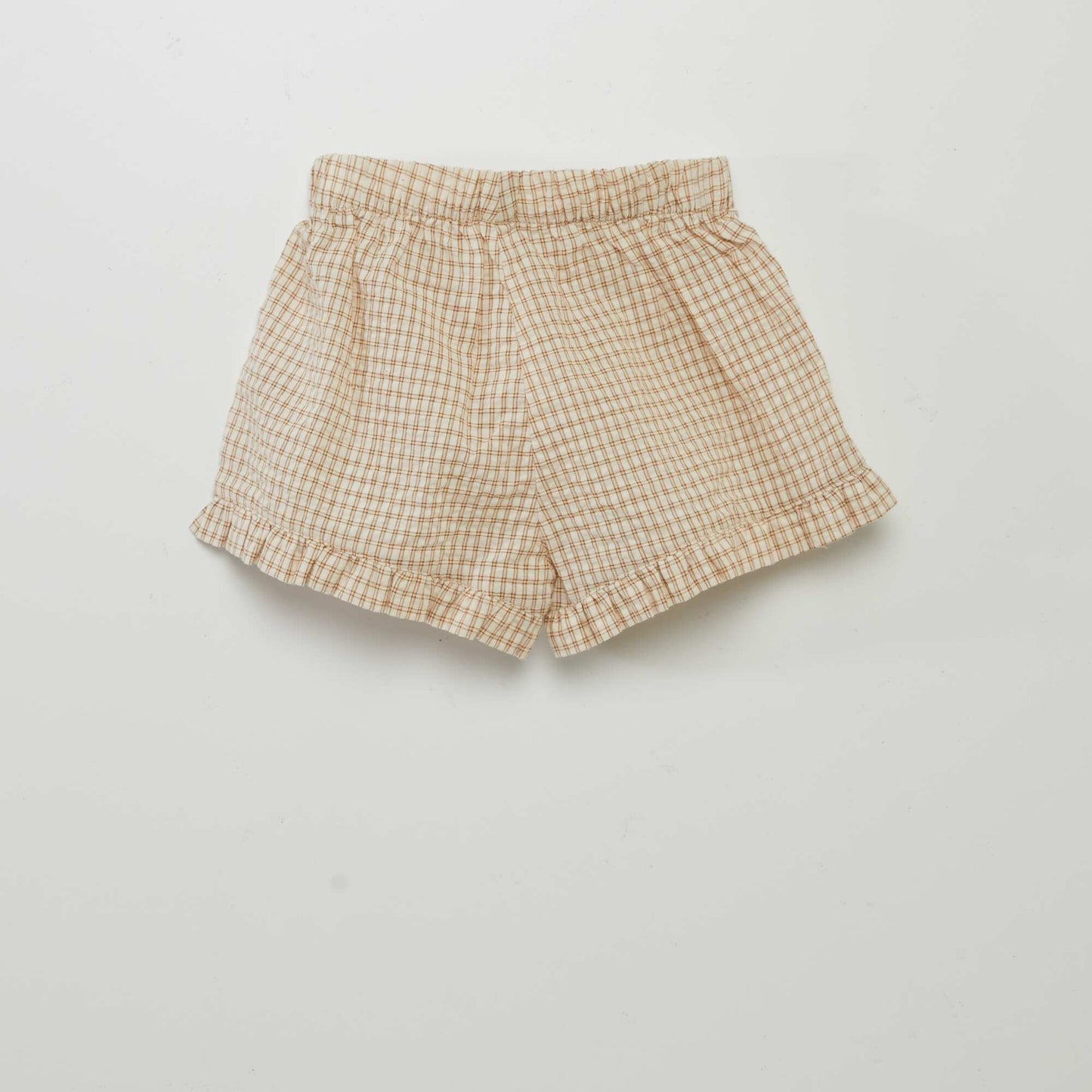 Short à carreaux style vichy Beige