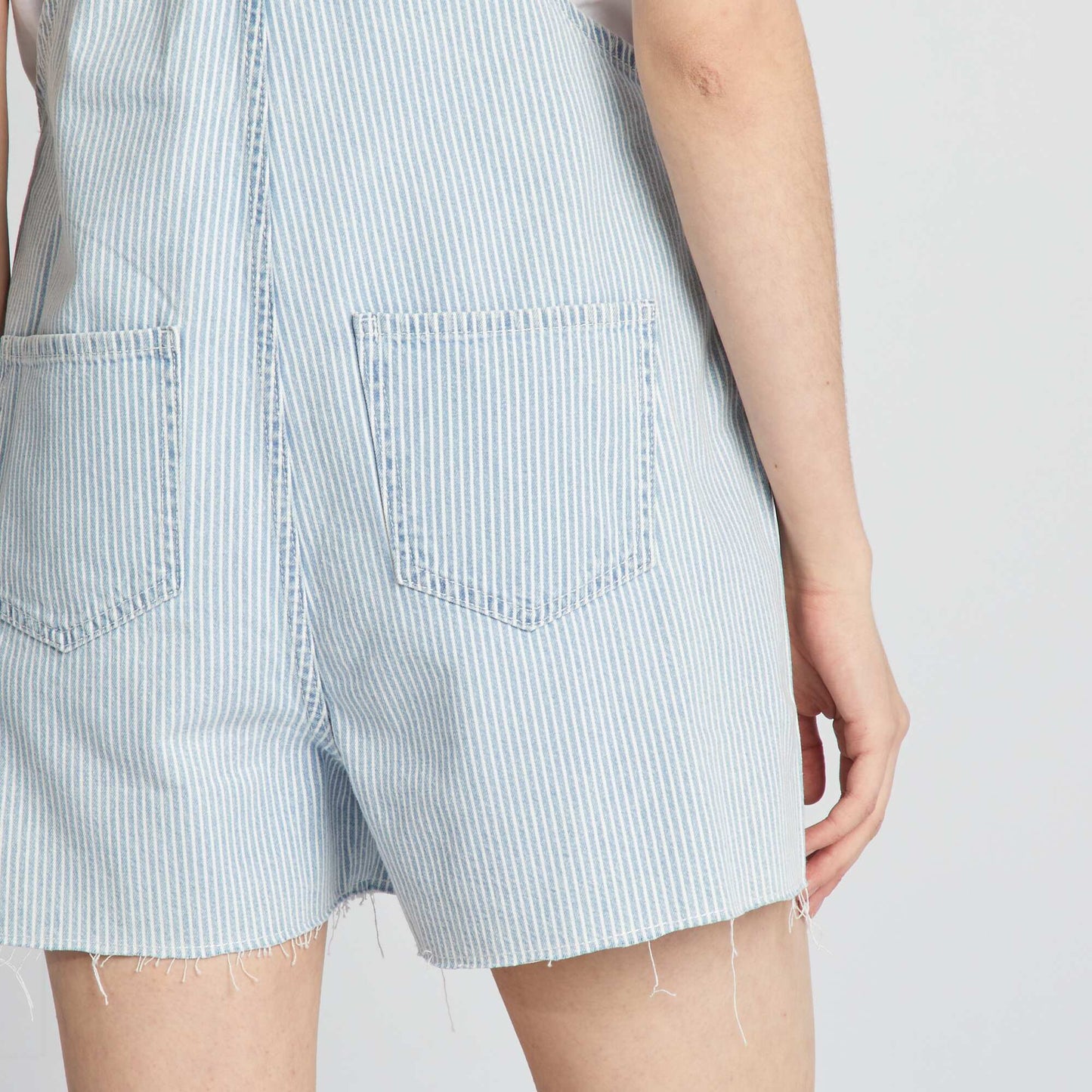 Salopette short en jean à rayures Bleu