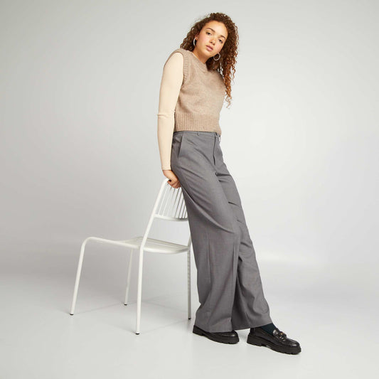 Pantalon large rayé Gris