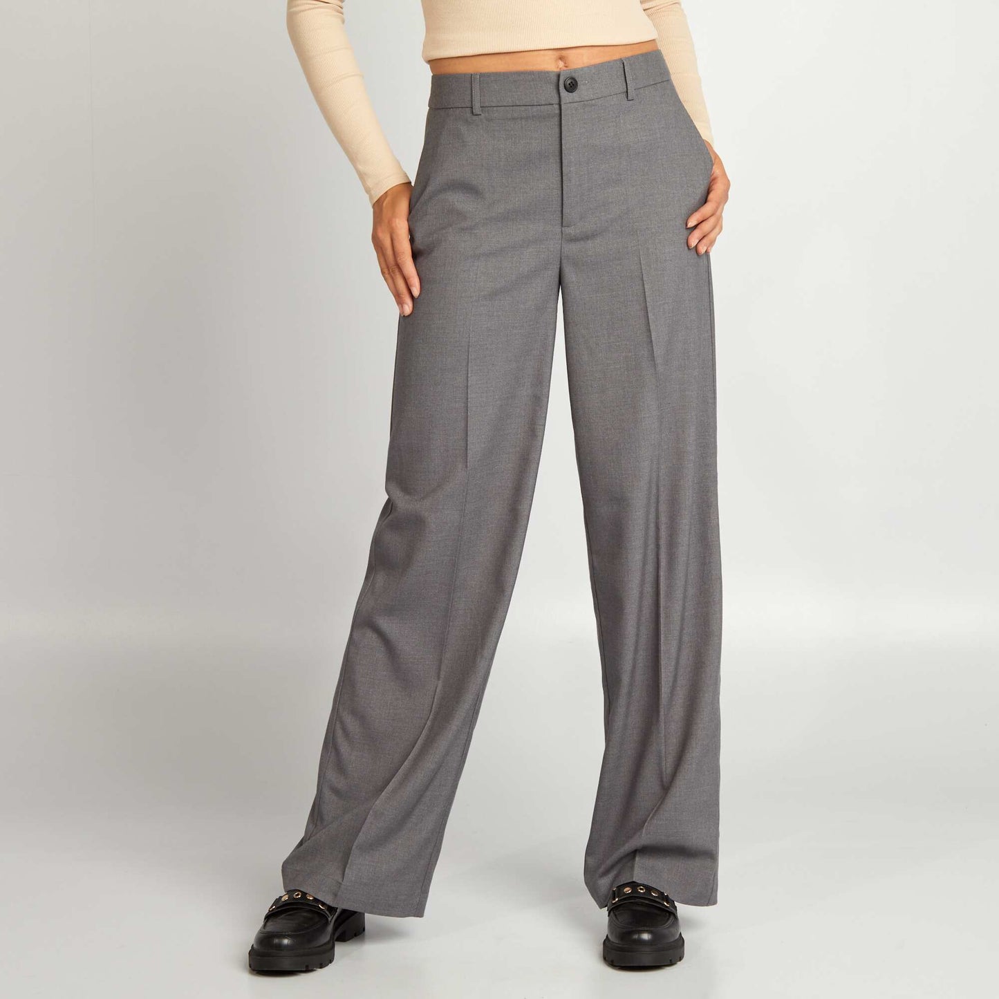 Pantalon large rayé Gris