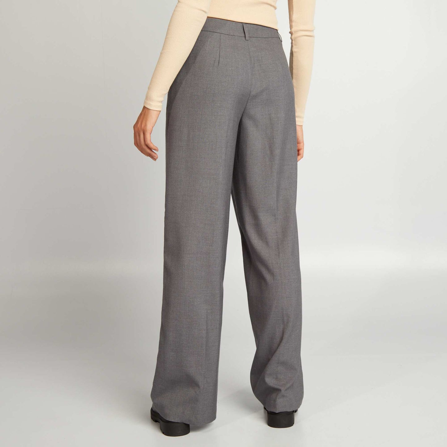 Pantalon large rayé Gris