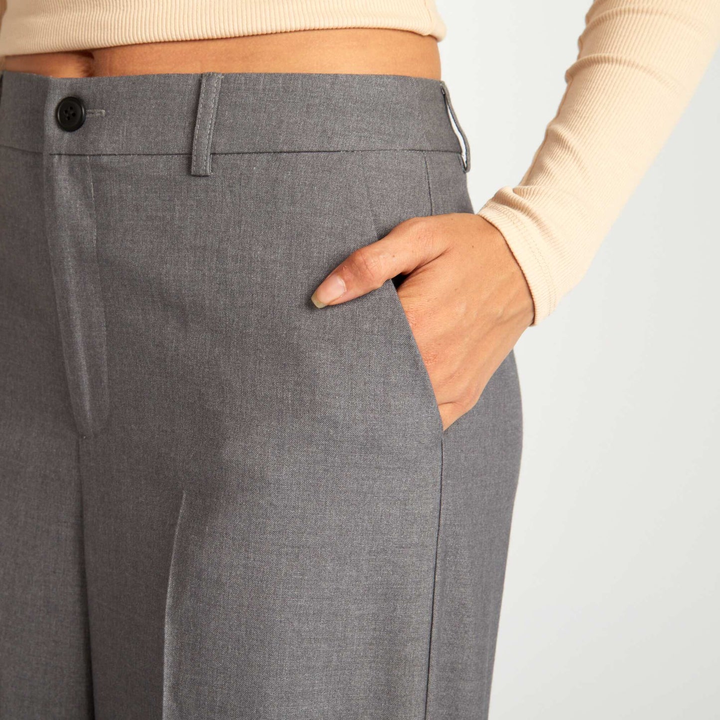 Pantalon large rayé Gris