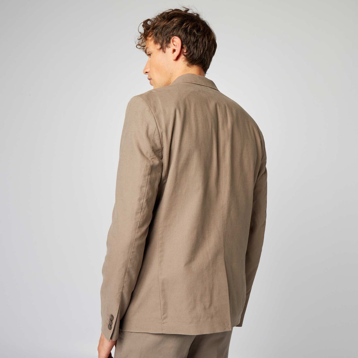 Veste slim en lin mélangé Beige