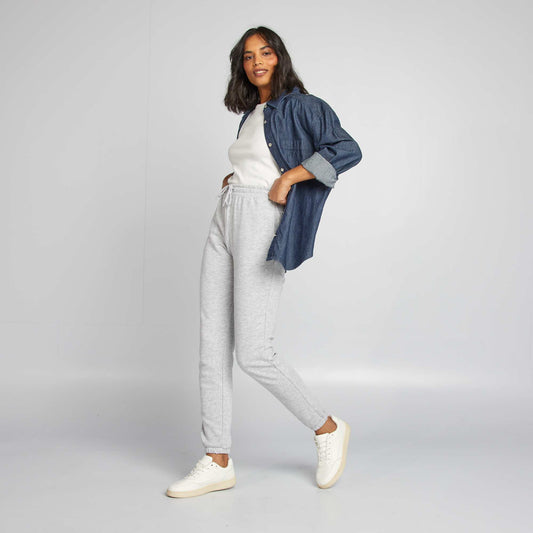 Jogging uni en molleton fin GRIS