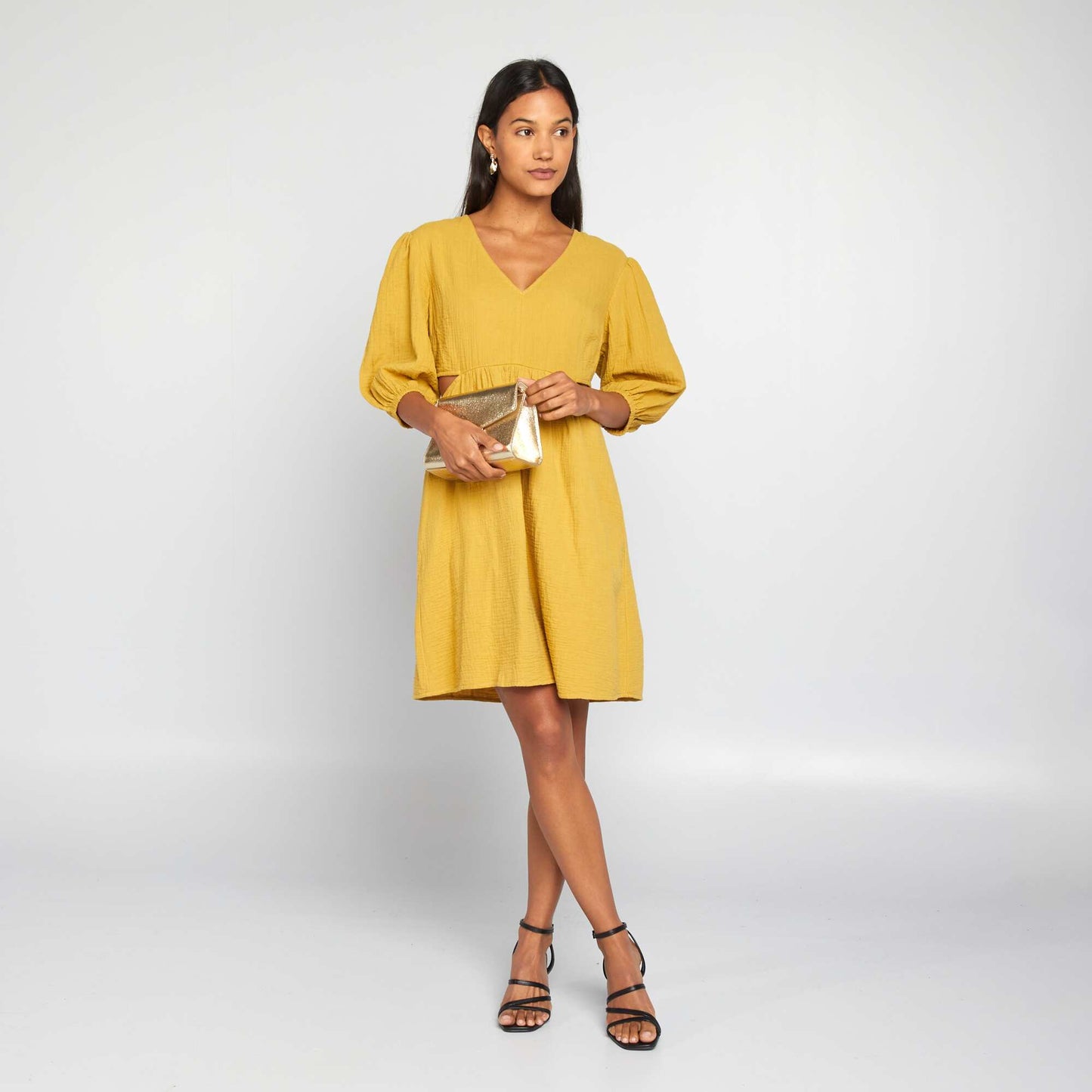 Robe en gaze de coton avec ouverture Jaune