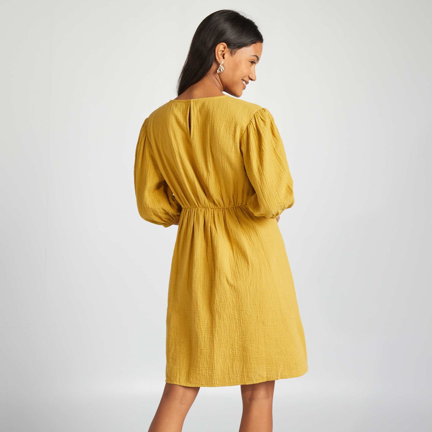 Robe en gaze de coton avec ouverture Jaune