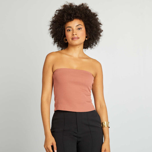 Crop top bustier côtelé Rose