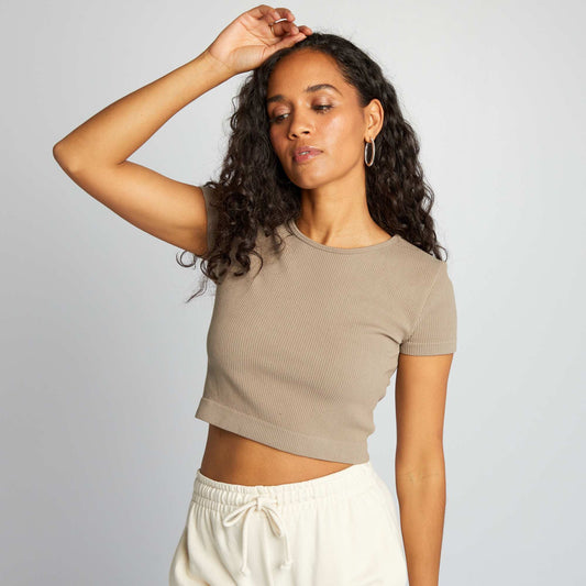 Crop-top de sport seamless Beige